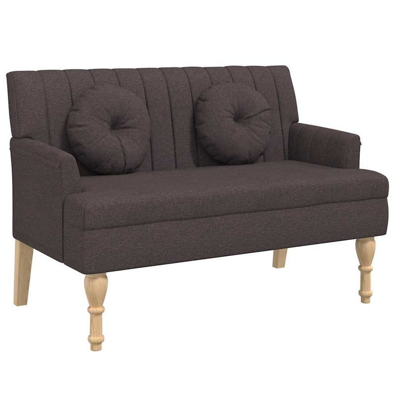 Banchetă cu perne, maro închis, 113x64,5x75,5 cm, textil