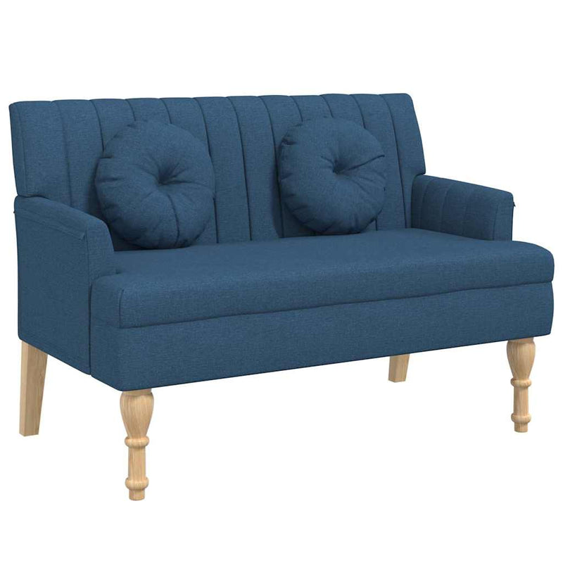 Banchetă cu perne, albastru, 113x64,5x75,5 cm, textil