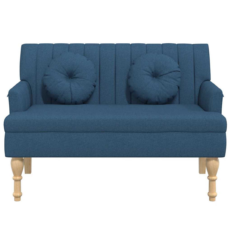 Banchetă cu perne, albastru, 113x64,5x75,5 cm, textil