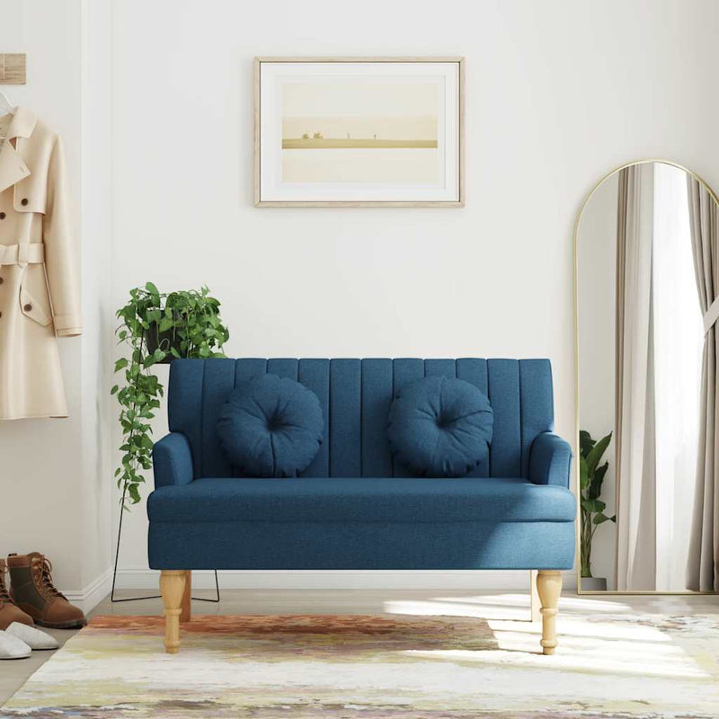 Banchetă cu perne, albastru, 113x64,5x75,5 cm, textil