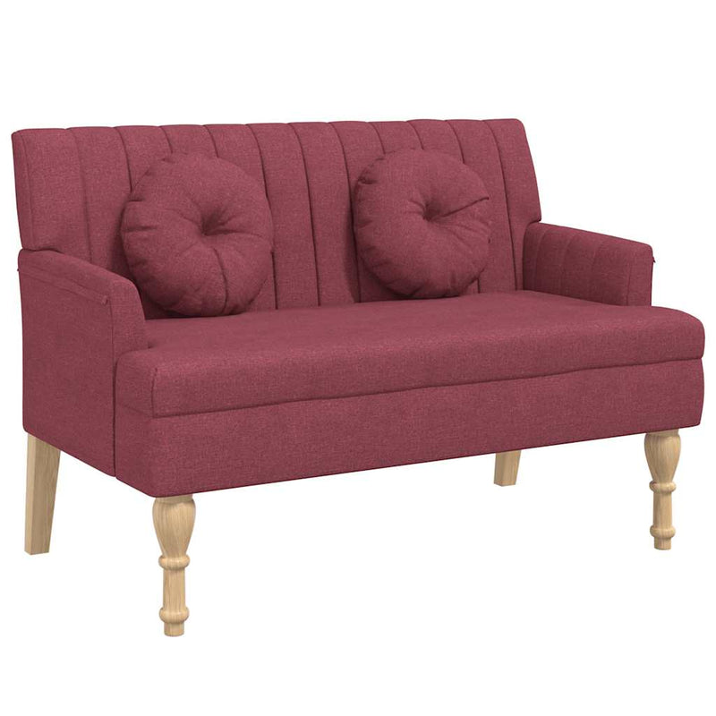 Banchetă cu perne, roșu vin, 113x64,5x75,5 cm, textil