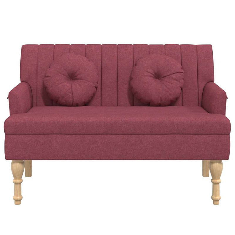 Banchetă cu perne, roșu vin, 113x64,5x75,5 cm, textil