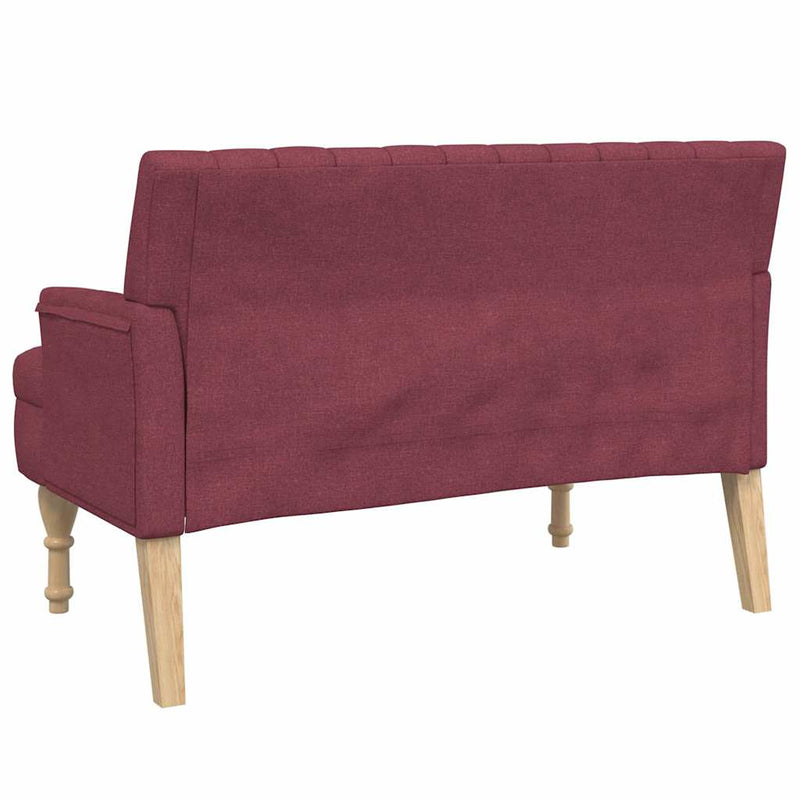 Banchetă cu perne, roșu vin, 113x64,5x75,5 cm, textil