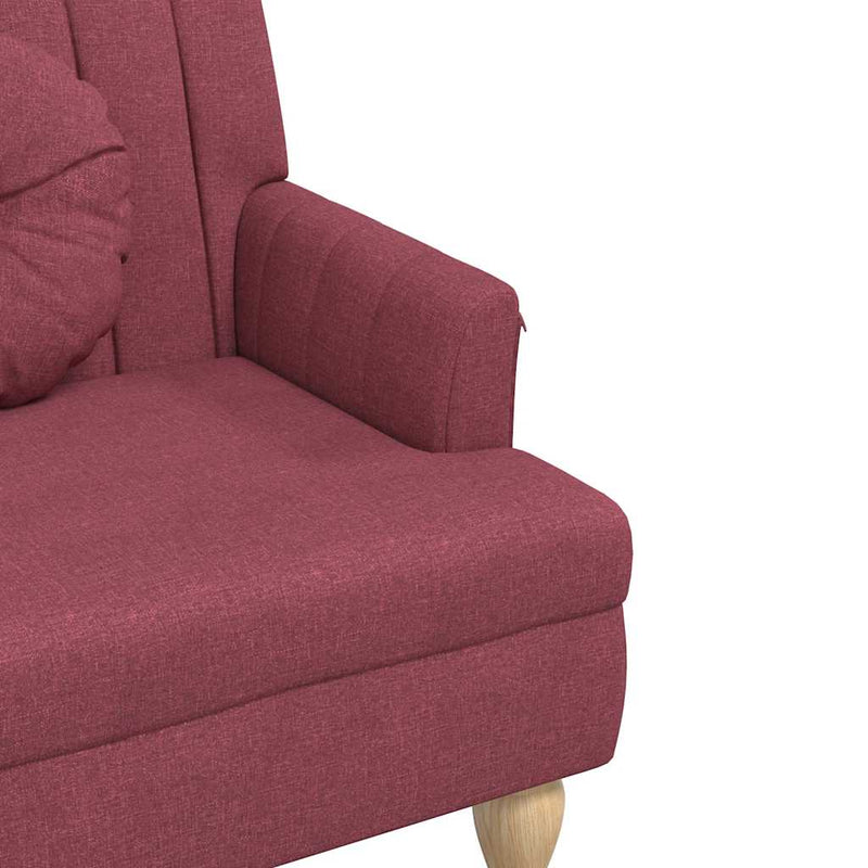 Banchetă cu perne, roșu vin, 113x64,5x75,5 cm, textil