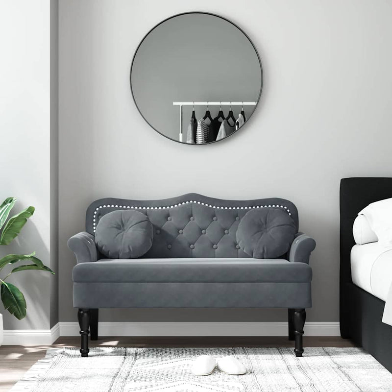 Bancă cu perne gri închis 120,5x65x75 cm catifea