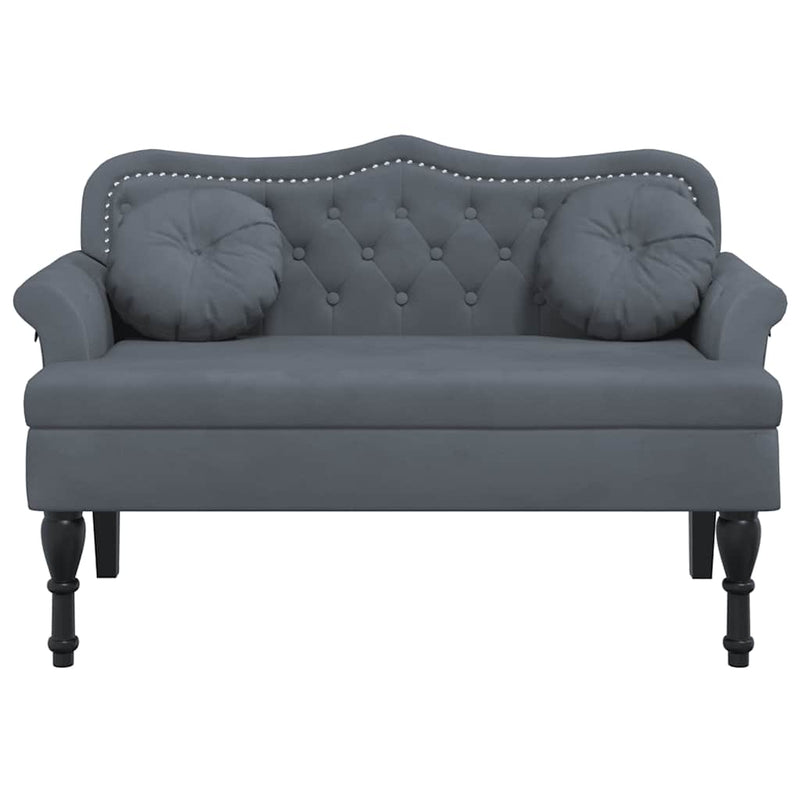 Bancă cu perne gri închis 120,5x65x75 cm catifea