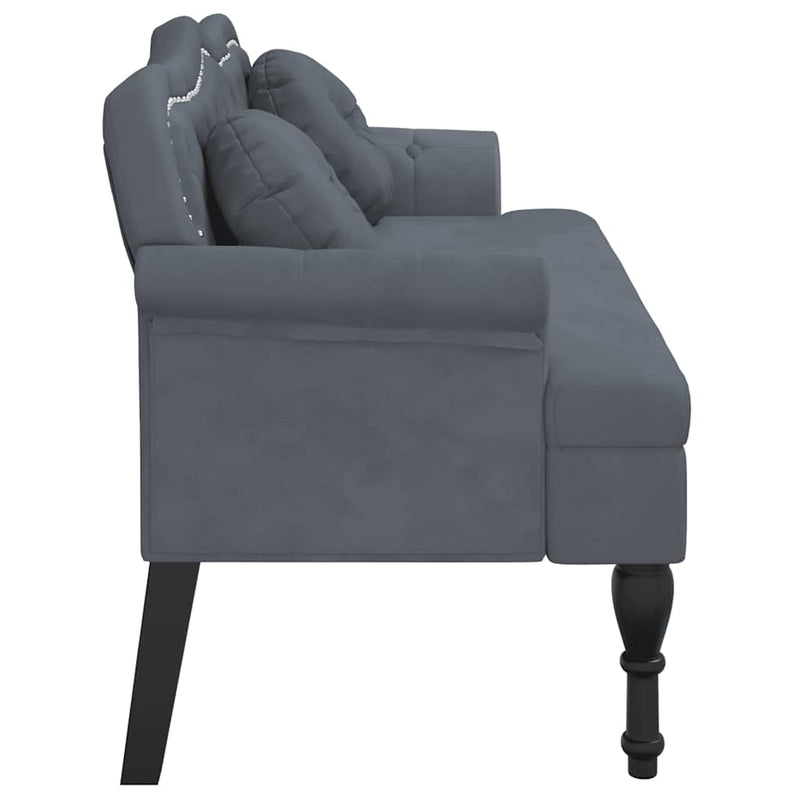 Bancă cu perne gri închis 120,5x65x75 cm catifea