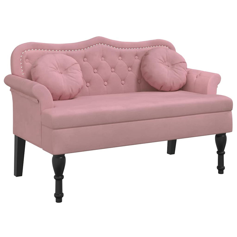 Banchetă cu perne roz, 120,5x65x75 cm, catifea