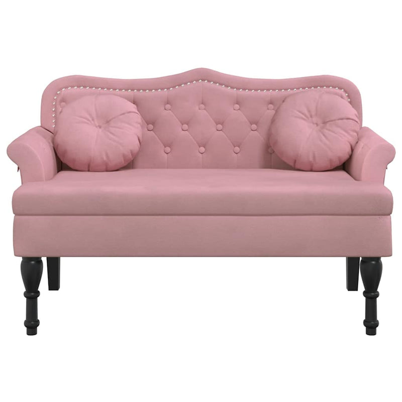 Banchetă cu perne roz, 120,5x65x75 cm, catifea