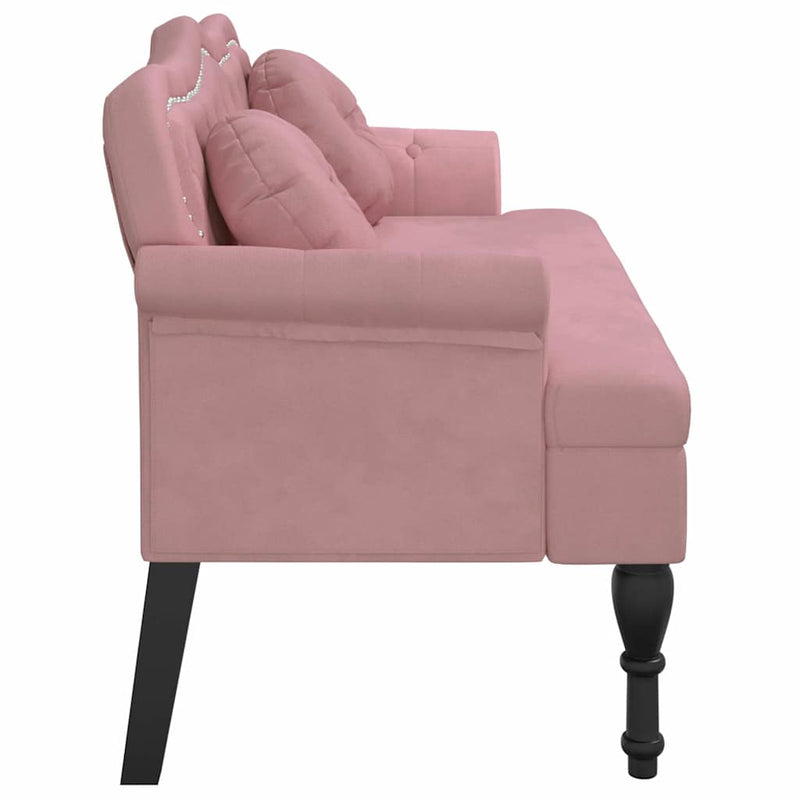 Banchetă cu perne roz, 120,5x65x75 cm, catifea