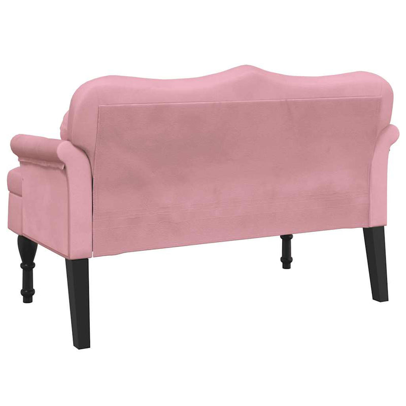 Banchetă cu perne roz, 120,5x65x75 cm, catifea