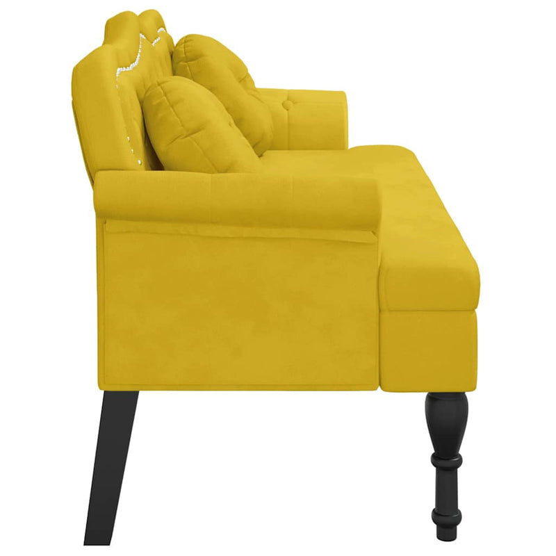Banchetă cu perne, galben, 120,5x65x75 cm, catifea