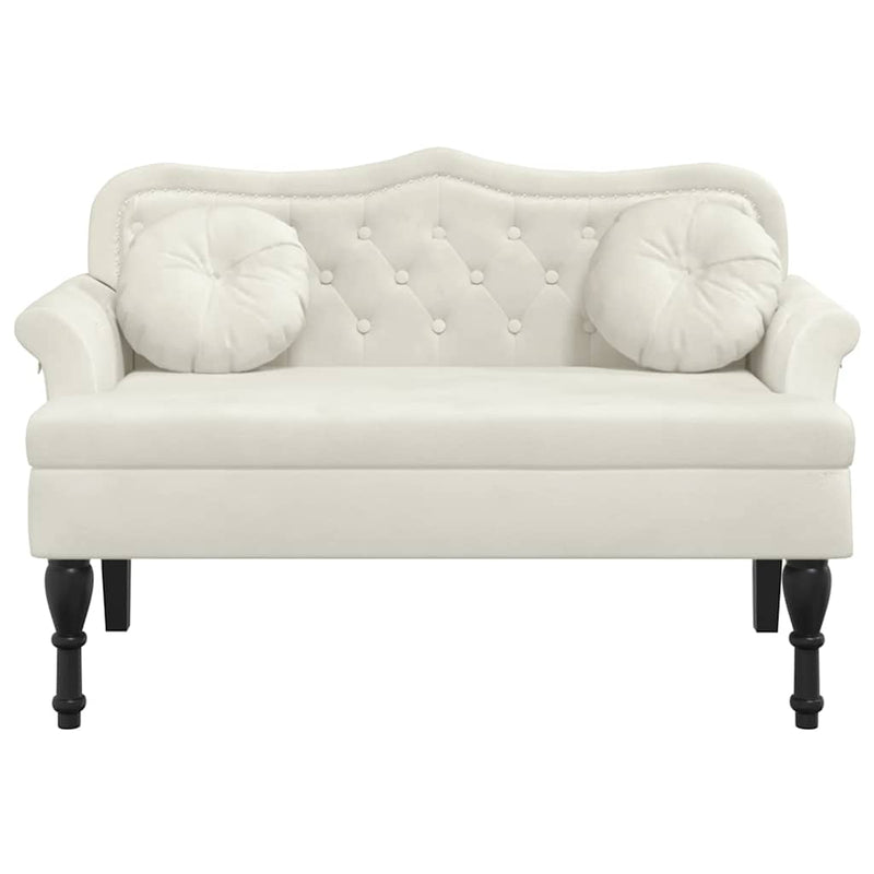 Banchetă cu perne, crem, 120,5x65x75 cm, catifea