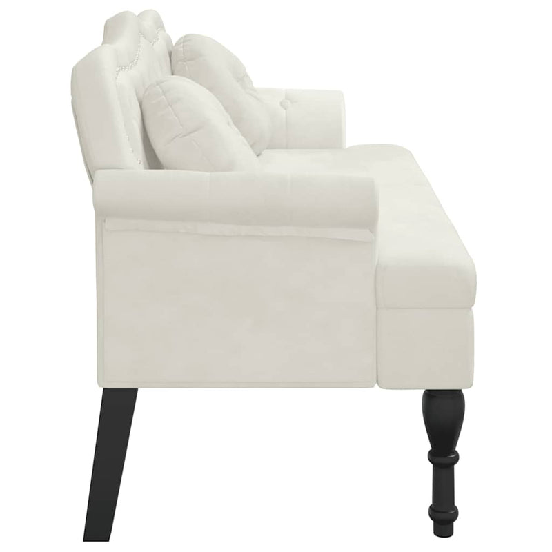 Banchetă cu perne, crem, 120,5x65x75 cm, catifea