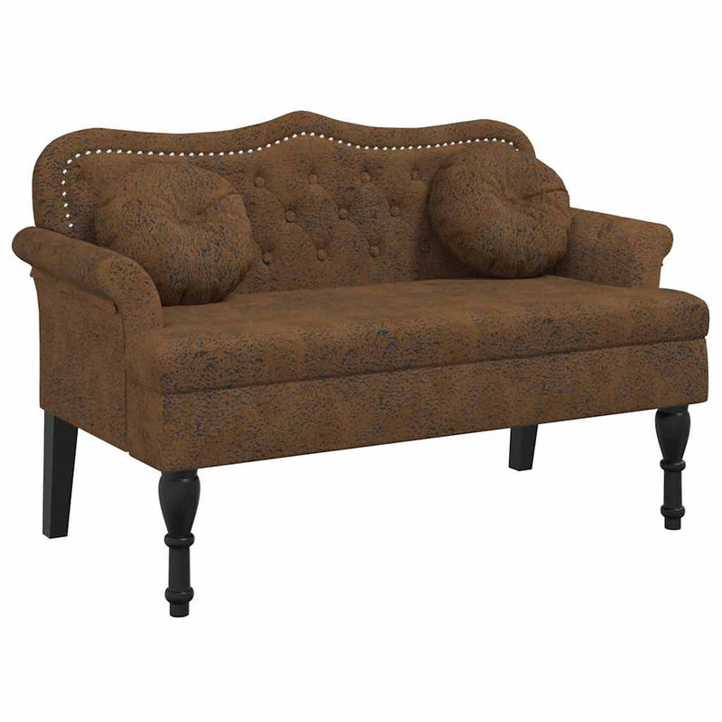 Bancă cu perne maro 120,5x65x75 cm piele ecologică întoarsă