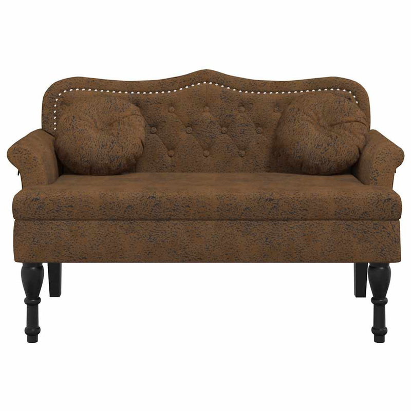 Bancă cu perne maro 120,5x65x75 cm piele ecologică întoarsă