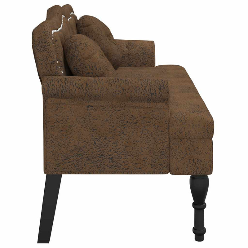 Bancă cu perne maro 120,5x65x75 cm piele ecologică întoarsă