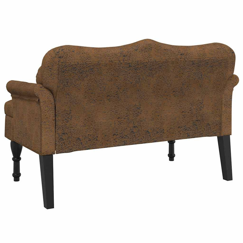Bancă cu perne maro 120,5x65x75 cm piele ecologică întoarsă