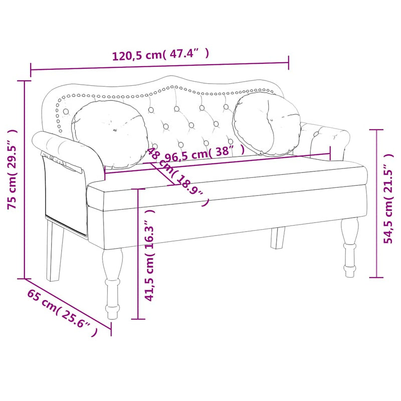 Bancă cu perne maro 120,5x65x75 cm piele ecologică întoarsă