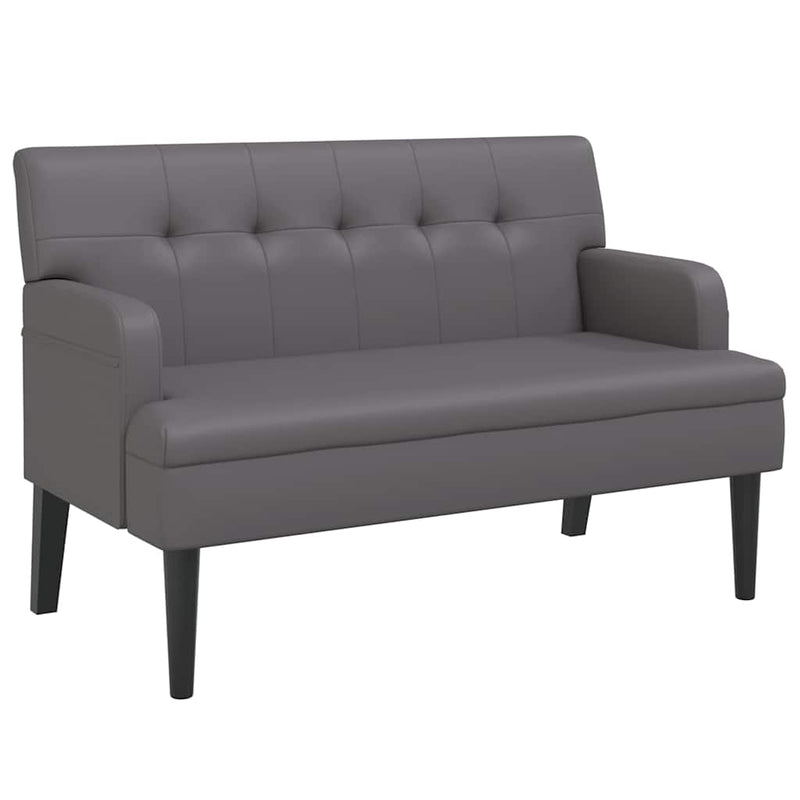 Banchetă cu spătar, gri, 112x65,5x75 cm, piele ecologică