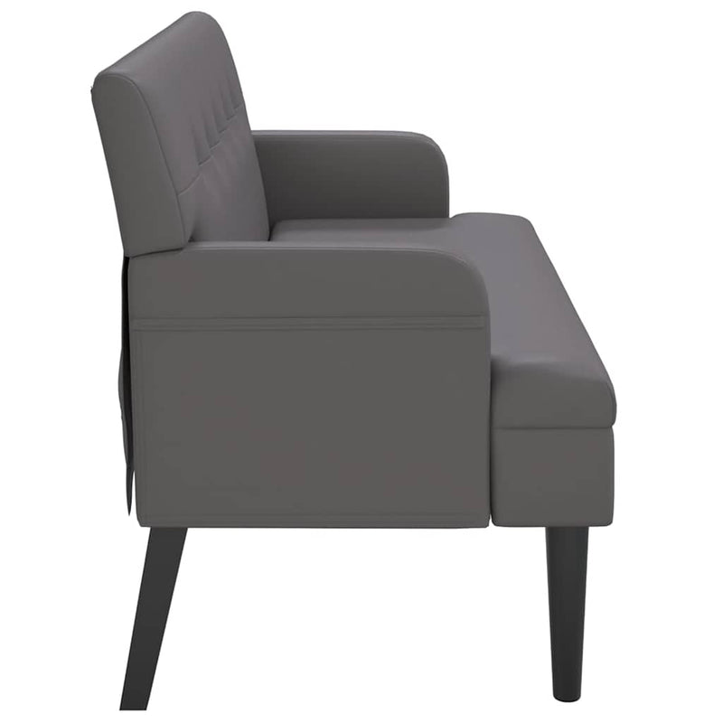 Banchetă cu spătar, gri, 112x65,5x75 cm, piele ecologică
