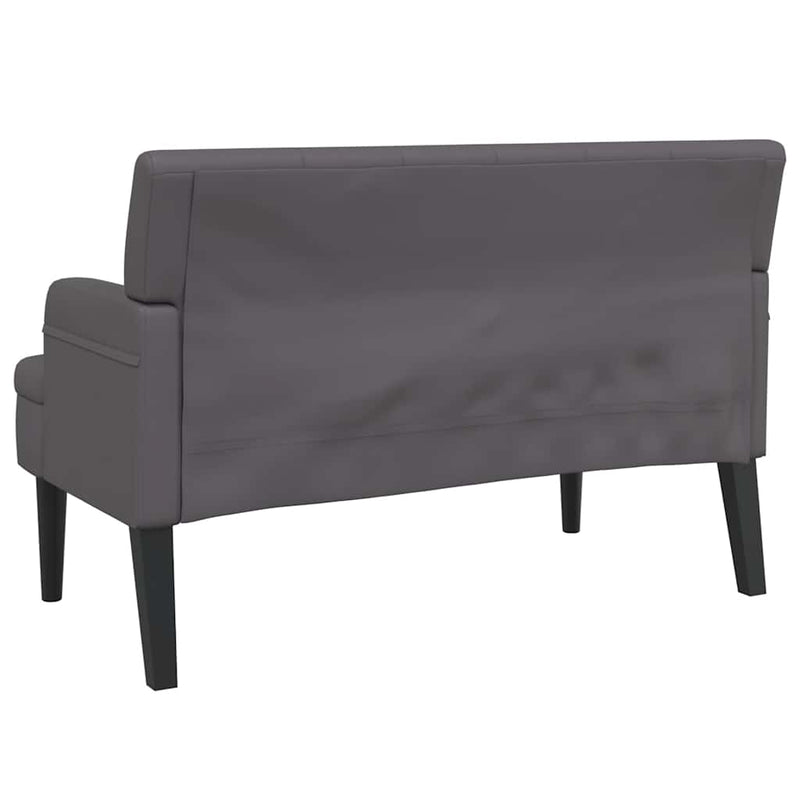 Banchetă cu spătar, gri, 112x65,5x75 cm, piele ecologică