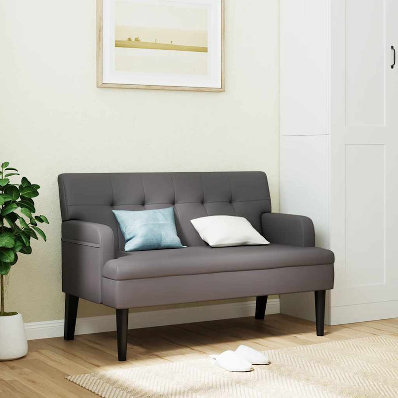 Banchetă cu spătar, gri, 112x65,5x75 cm, piele ecologică