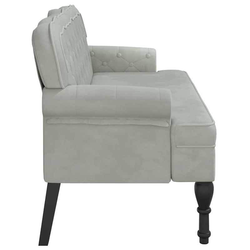 Bancă cu spătar gri deschis 119,5x64,5x75 cm catifea