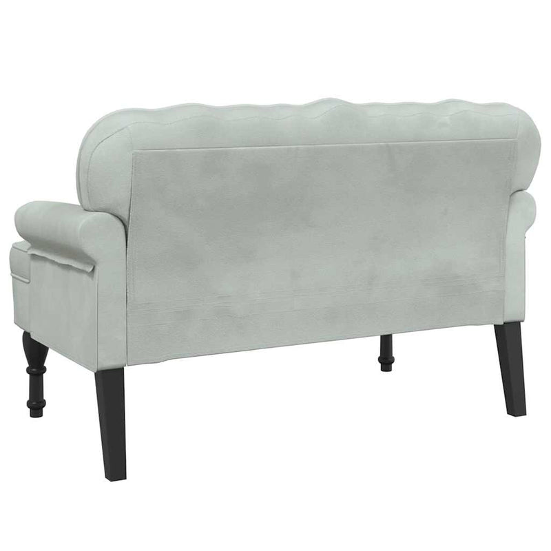 Bancă cu spătar gri deschis 119,5x64,5x75 cm catifea
