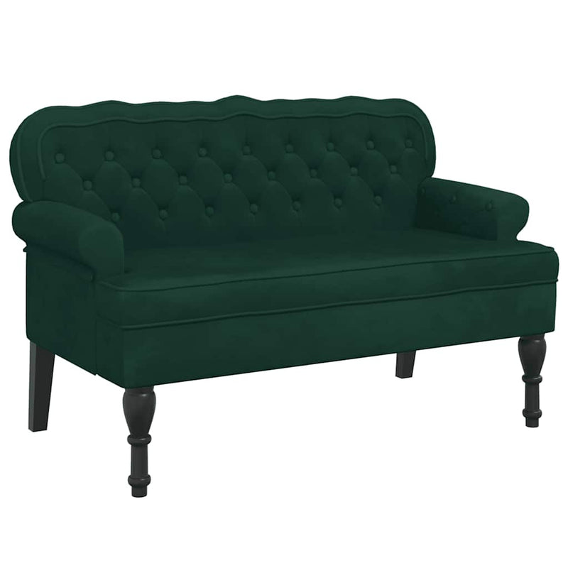Banchetă cu spătar, verde închis, 119,5x64,5x75 cm, catifea