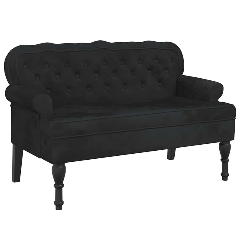 Bancă cu spătar negru 119,5x64,5x75 cm catifea