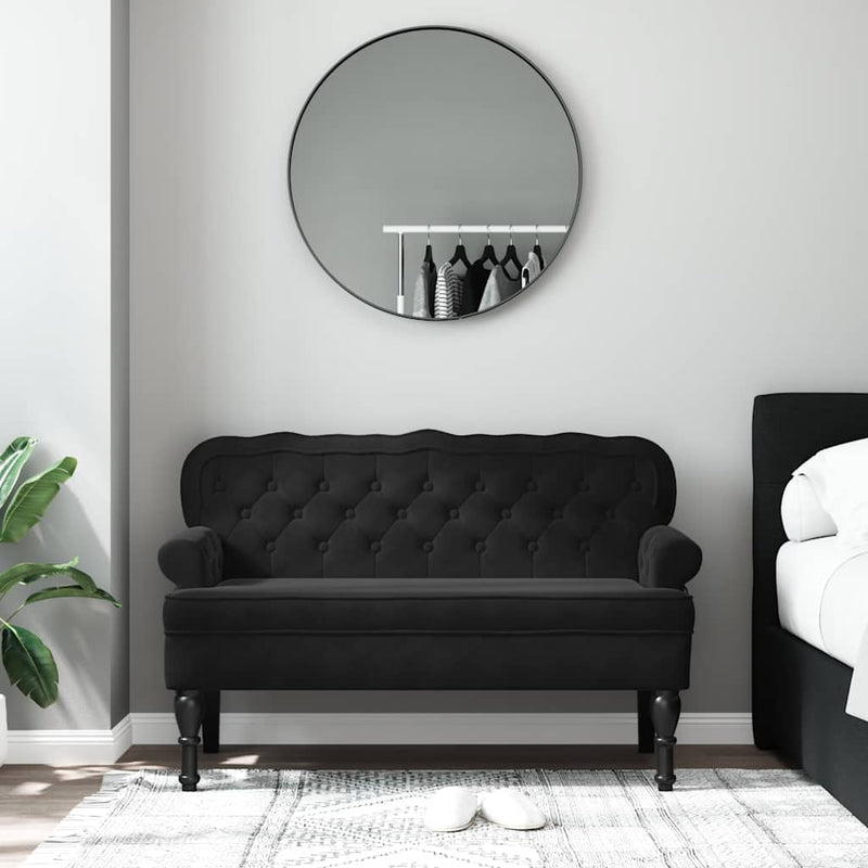 Bancă cu spătar negru 119,5x64,5x75 cm catifea
