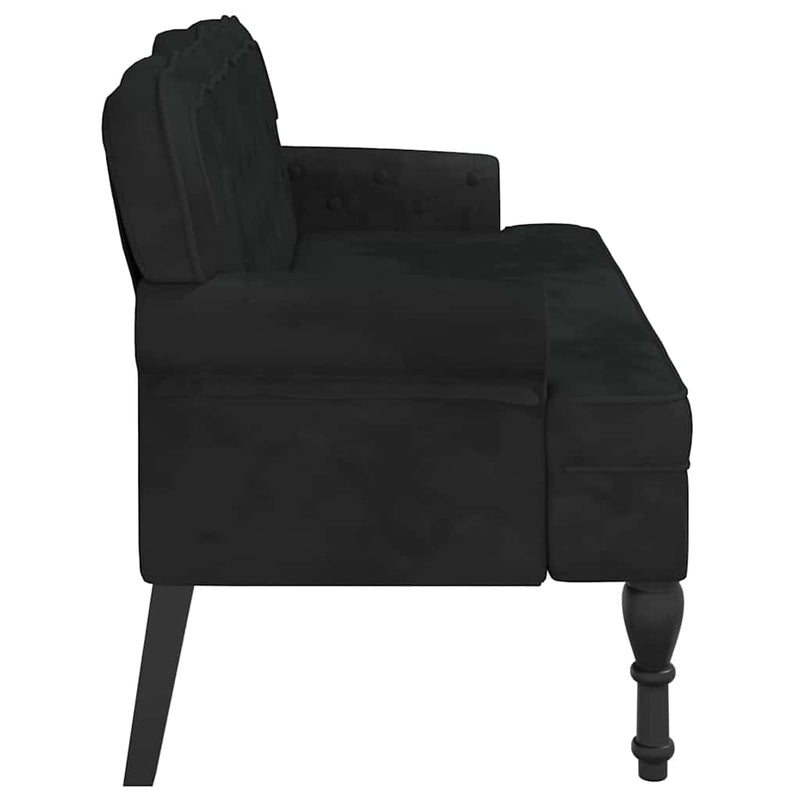 Bancă cu spătar negru 119,5x64,5x75 cm catifea