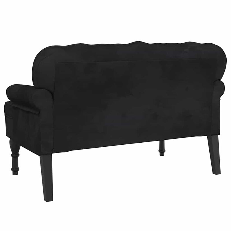 Bancă cu spătar negru 119,5x64,5x75 cm catifea