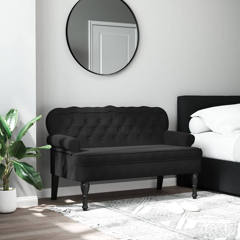 Bancă cu spătar negru 119,5x64,5x75 cm catifea