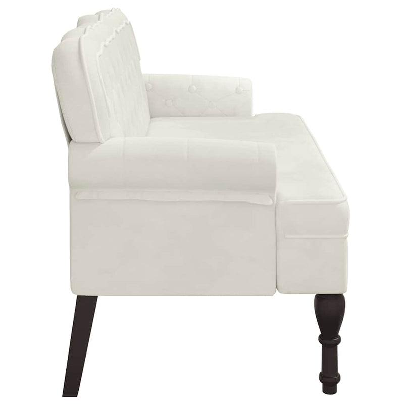 Banchetă cu spătar, crem, 119,5x64,5x75 cm, catifea