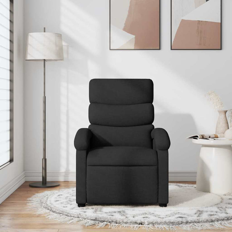 Fotoliu rabatabil, negru, material textil