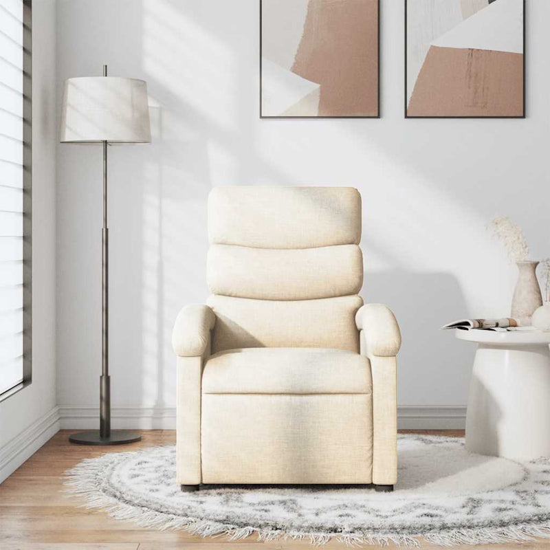 Fotoliu rabatabil, crem, material textil