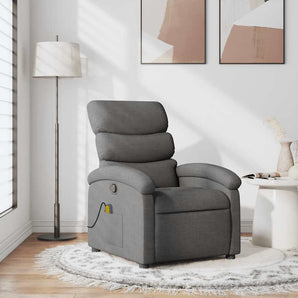 Fotoliu de masaj rabatabil, gri închis, material textil