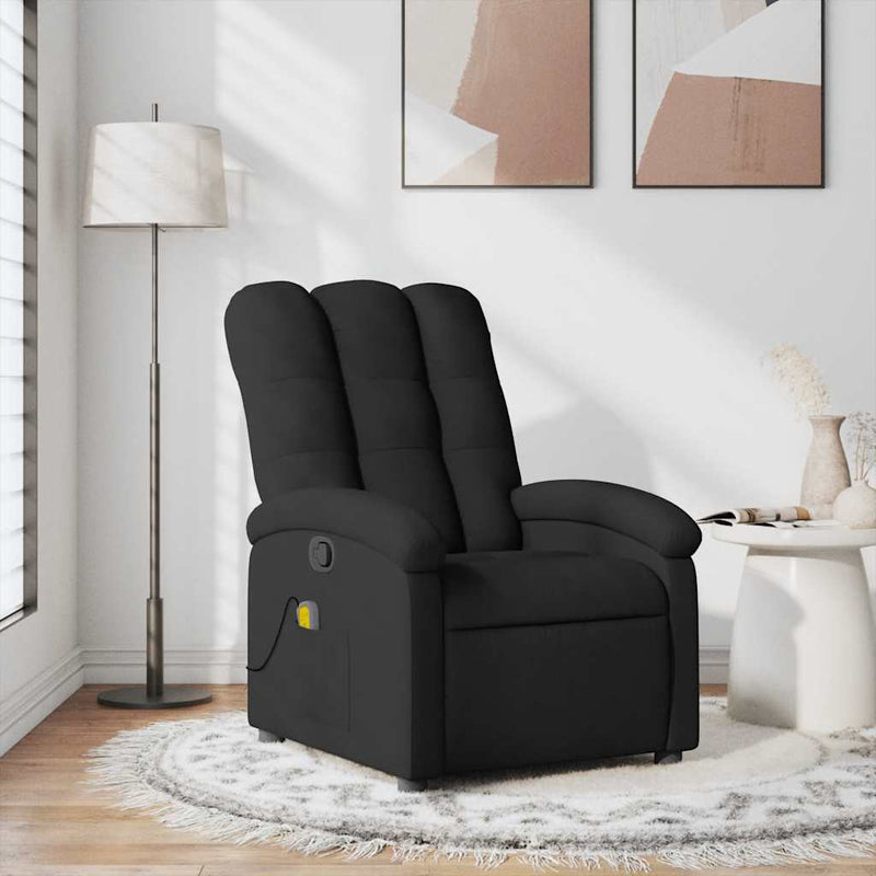 Fotoliu de masaj rabatabil, negru, material textil