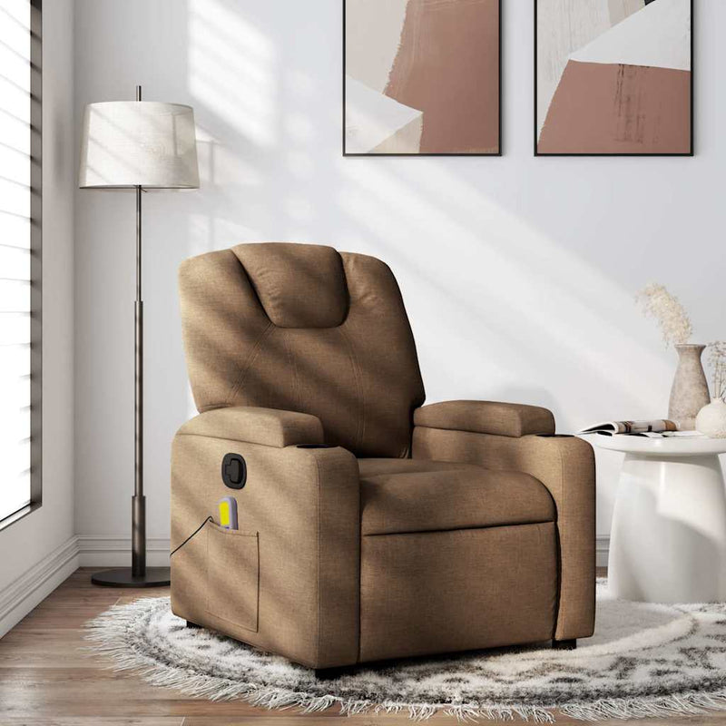 Fotoliu de masaj rabatabil, maro, material textil