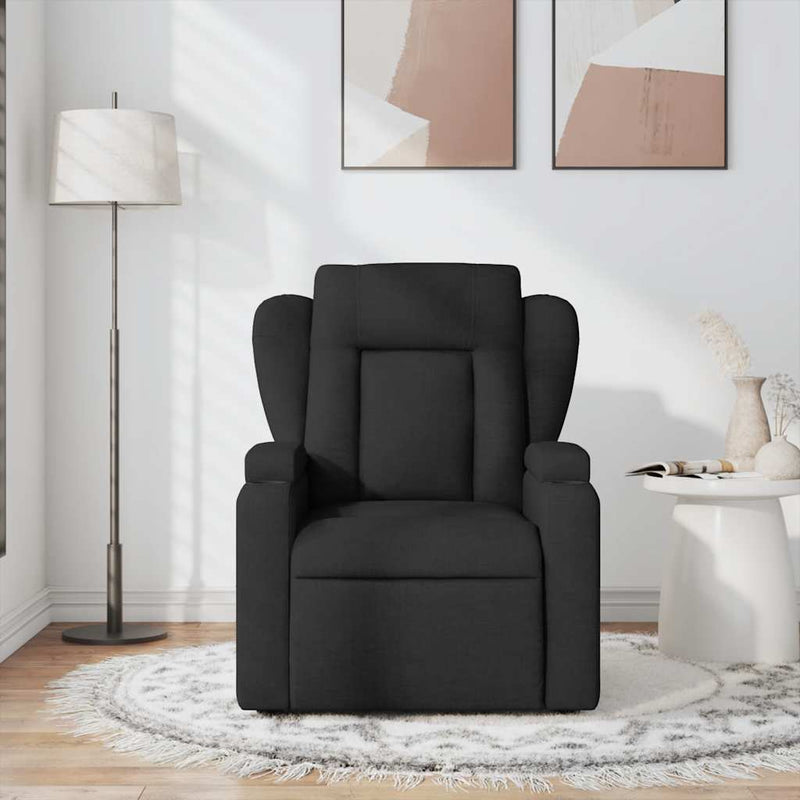 Fotoliu de masaj rabatabil, negru, material textil