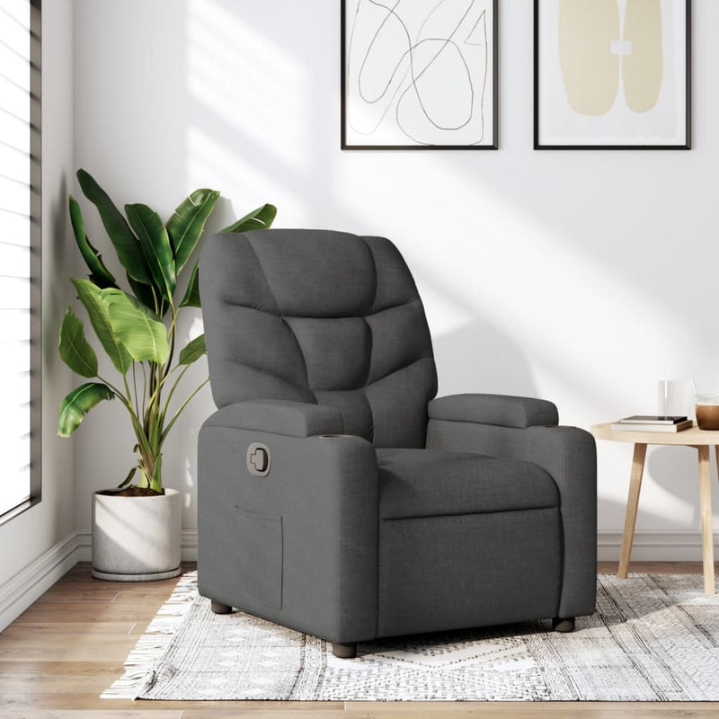 Fotoliu rabatabil gri închis, material textil