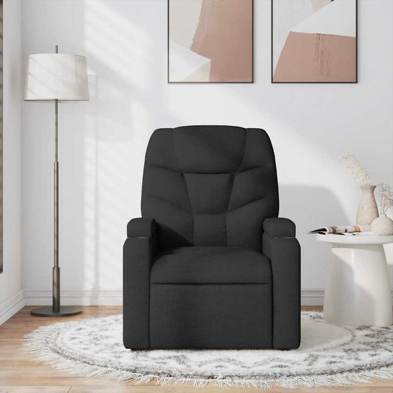 Fotoliu de masaj rabatabil, negru, material textil