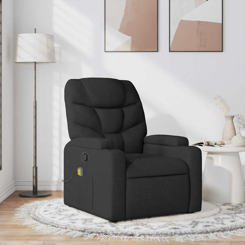 Fotoliu de masaj rabatabil, negru, material textil