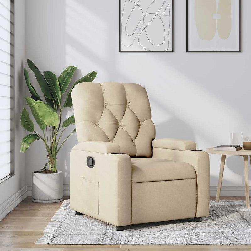 Fotoliu rabatabil, crem, material textil