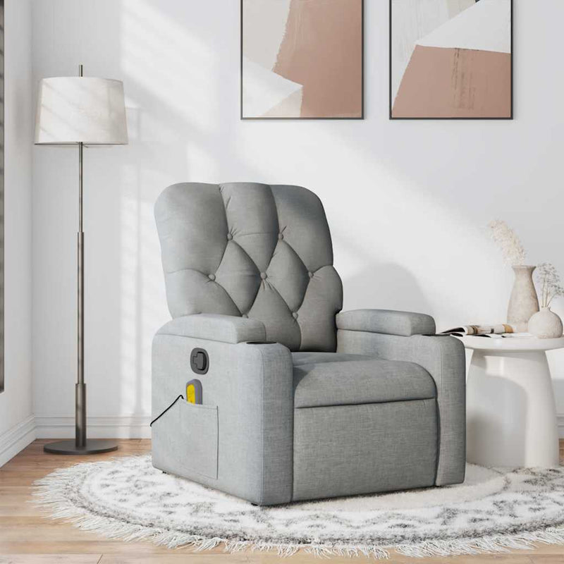 Fotoliu de masaj rabatabil, gri deschis, textil