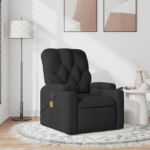 Fotoliu de masaj rabatabil, negru, material textil