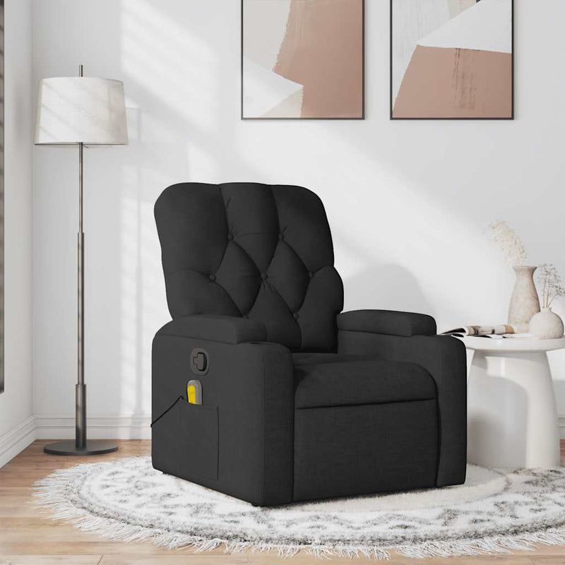 Fotoliu de masaj rabatabil, negru, material textil
