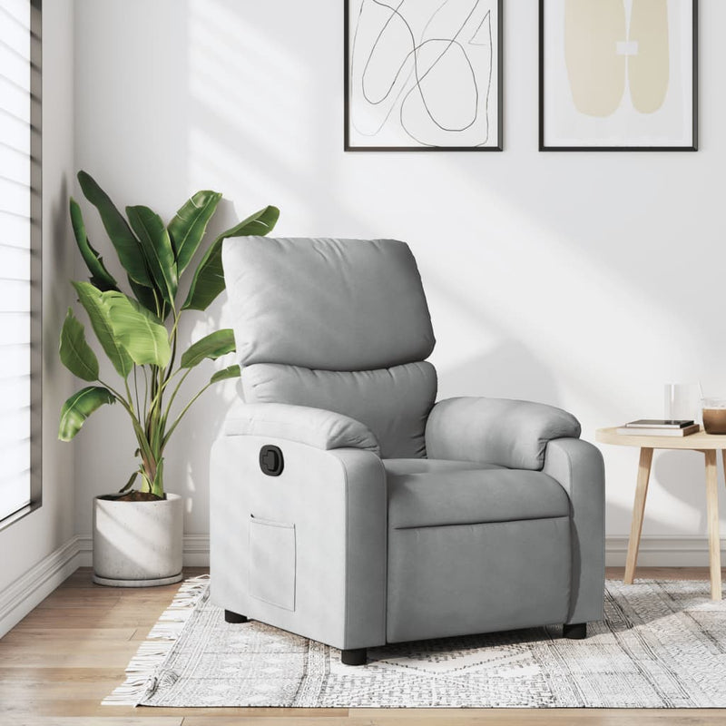 Fotoliu rabatabil, gri deschis, material textil